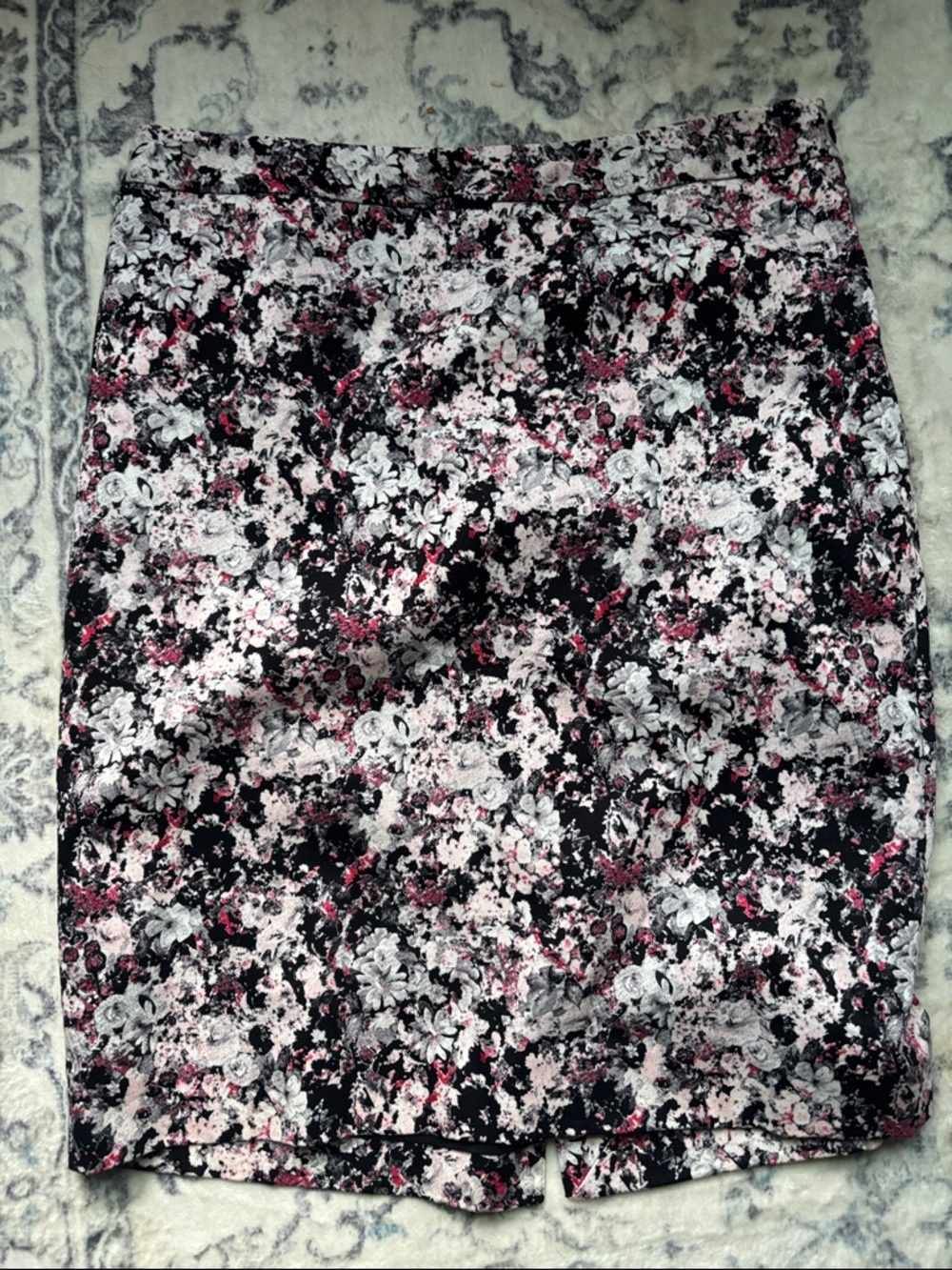 The Limited Black, White & Pink Floral Pencil Skirt
